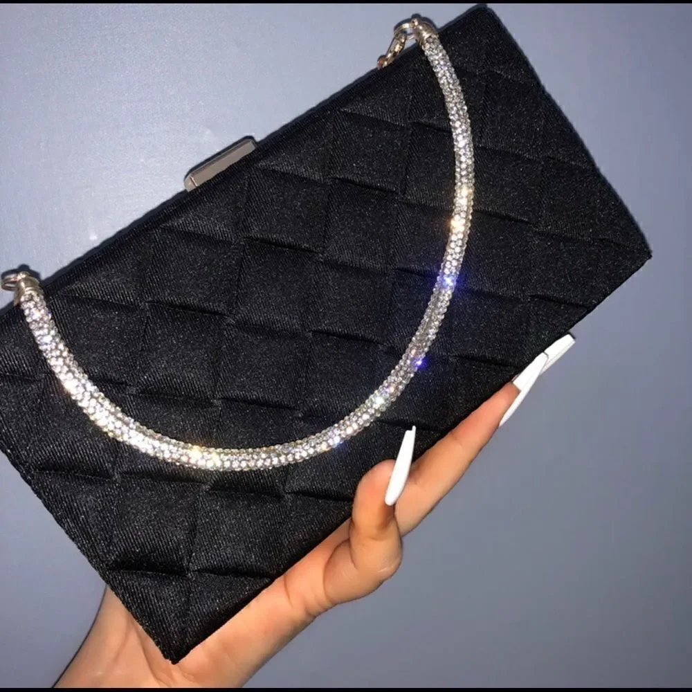 Black Bling Rhombi  Rhinestone Purse clutch